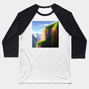 A cliff with trees and mountains in the background Baseball T-Shirt